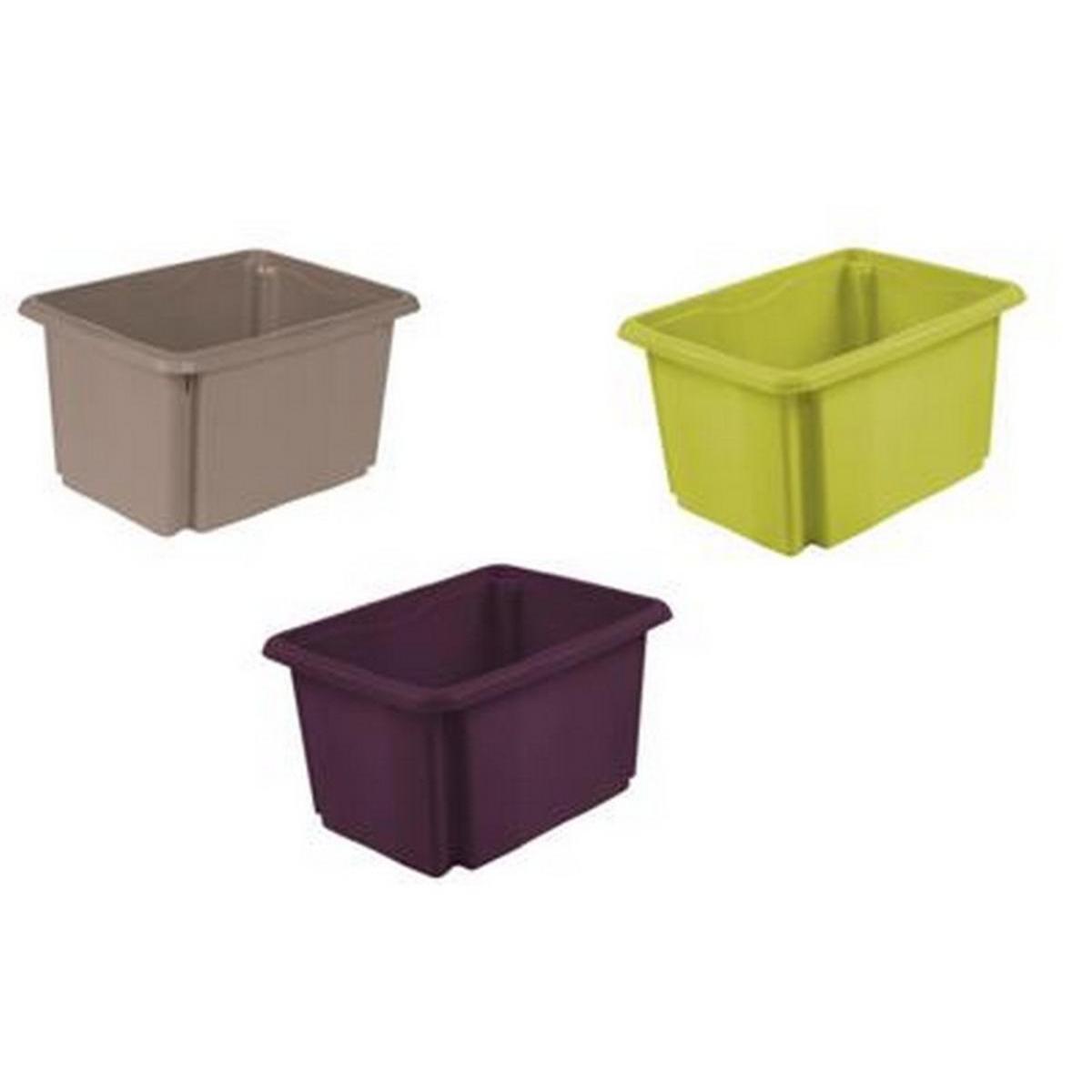 Box de rangement - Plastique - 35 x 20 x H 15 cm - Vert, prune ou taupe