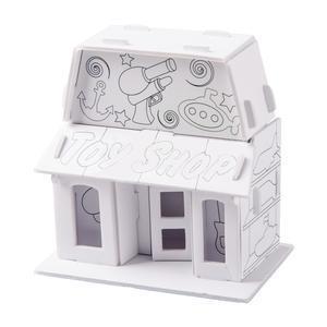 Mini maison à peindre - Carton - 10.5 x 14.5 cm - Multicolore