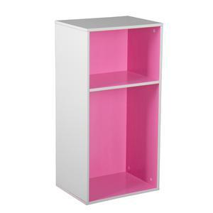 Meuble de rangement 2 casiers - MDF - 40 x 30 x H 80 cm - Fushia et blanc