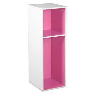 Meuble de rangement 2 casiers - MDF - 26.5 x 30 x H 80 cm - Fushia et blanc