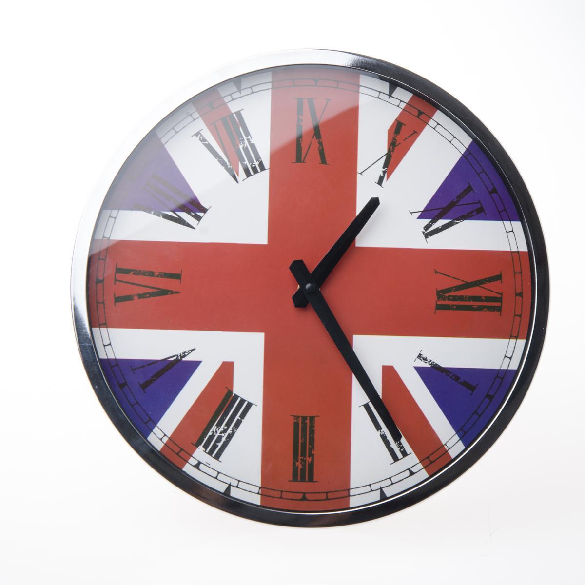 Horloge London - Acier - D 30 x 4 cm - Rouge bleu et blanc