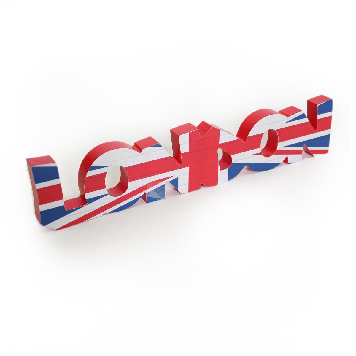 Lettres 3D London - MDF - 30 x 1.8 x H 10 cm - Rouge Bleu Blanc