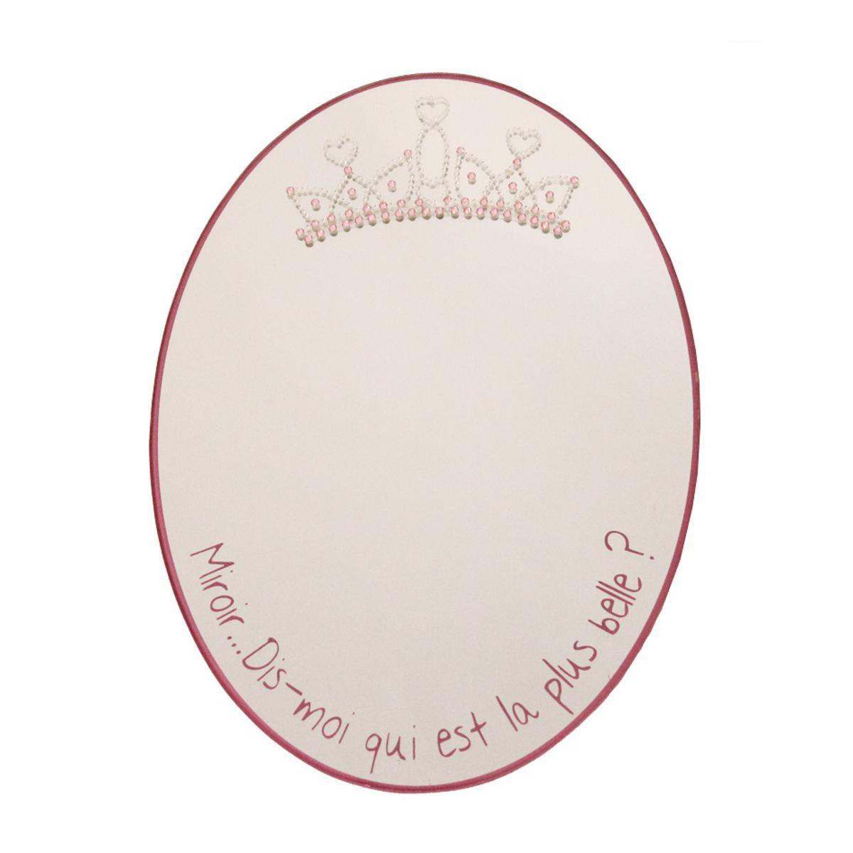 Miroir motifs princesse - Verre - 30 x 20 cm - Rose