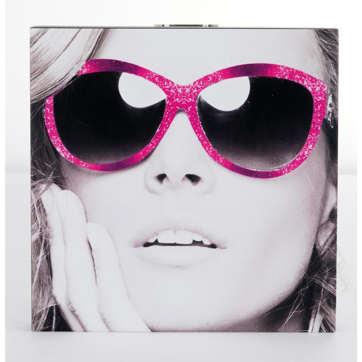 Box art Pink glasses - Polyester et MDF - 3 x 20 x 20 cm - Rose et gris