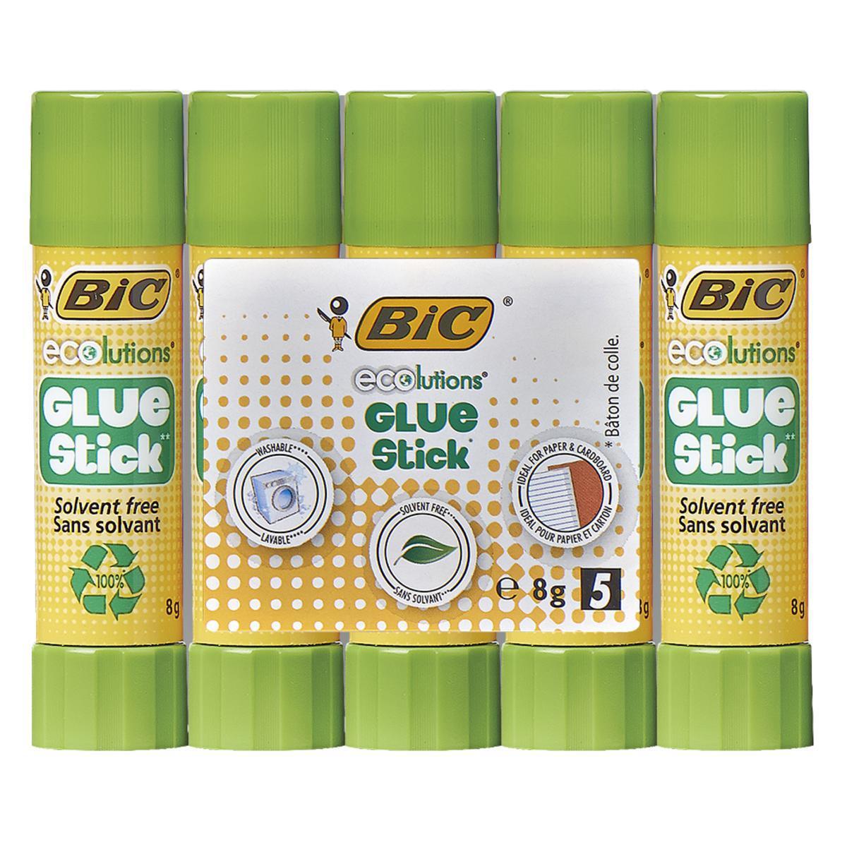 Lot de 5 stick Bic - Plastique - Taille standard - Vert et jaune