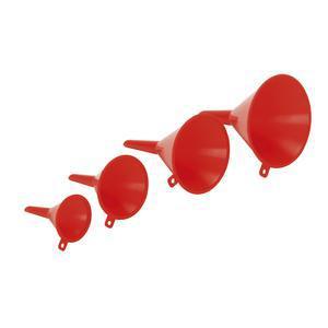 Lot de 4 entonnoirs - Plastique - Taille standard - Rouge