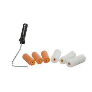 Rouleau avec baguette + 6 recharges - polyester, mousse et plastique - 27 cm - Blanc et noir