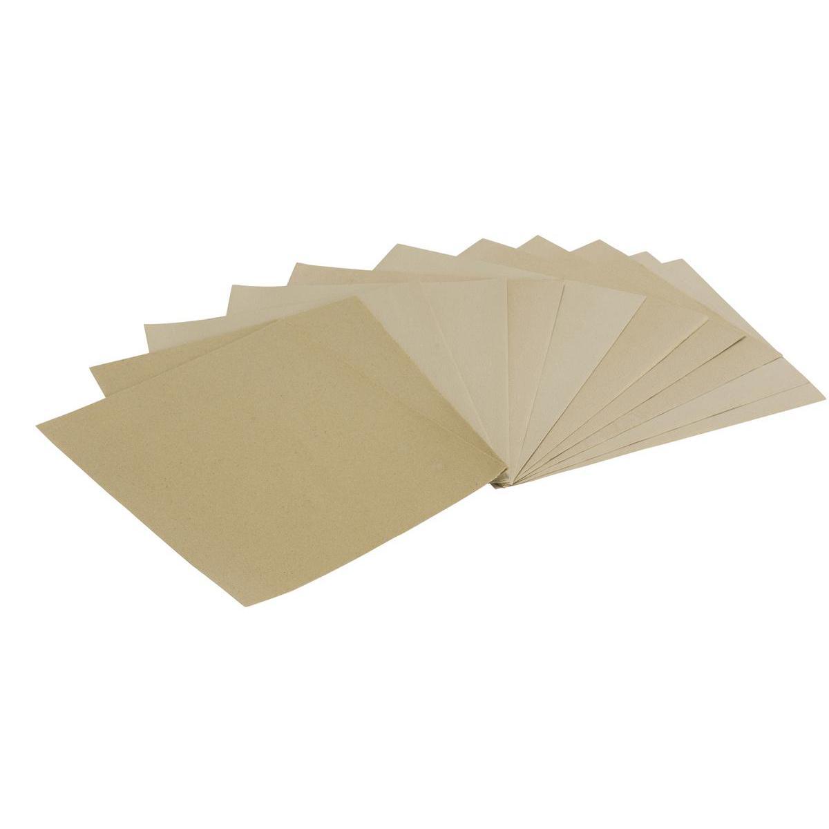 Lot de 10 feuilles abrasives - Papier - 23 x 28 cm - Marron