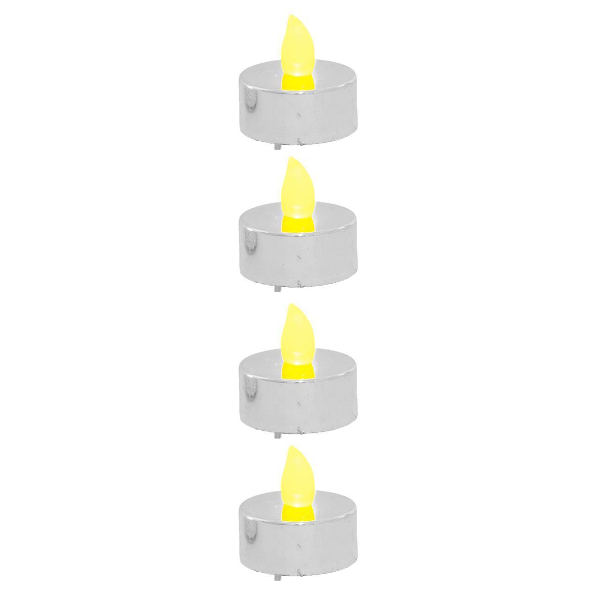 Lot de 8 bougies LED pailletés - Plastique - 3,8 x 3,8 x H 3,8 cm - Différents assortis