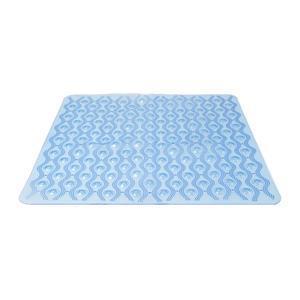 Tapis de douche perlé - PVC - 55 x 55 cm - Blanc - Bleu