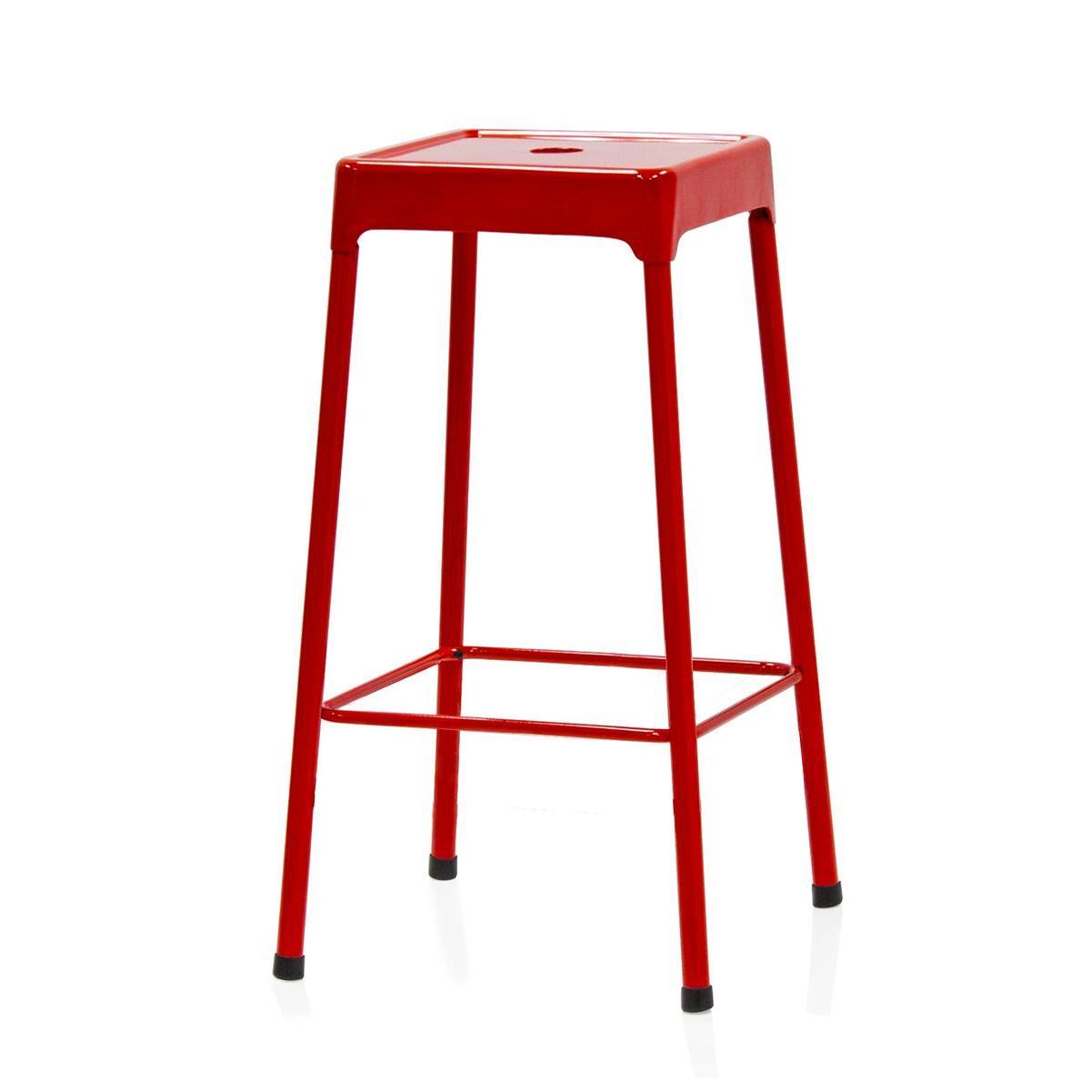 Tabouret de bar - Acier - 45 x 45 x H 74 cm - Rouge