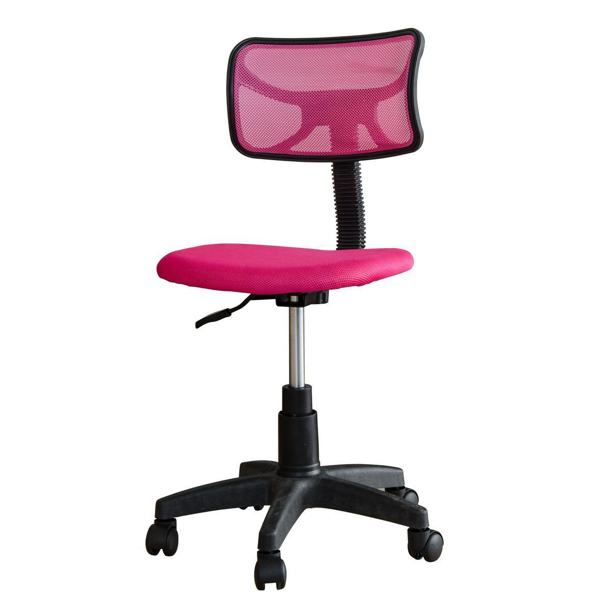 Chaise dactylo réglable - Polyester et plastique - 40.5 x 51.5 x H 76 à 88 cm - Fuchsia