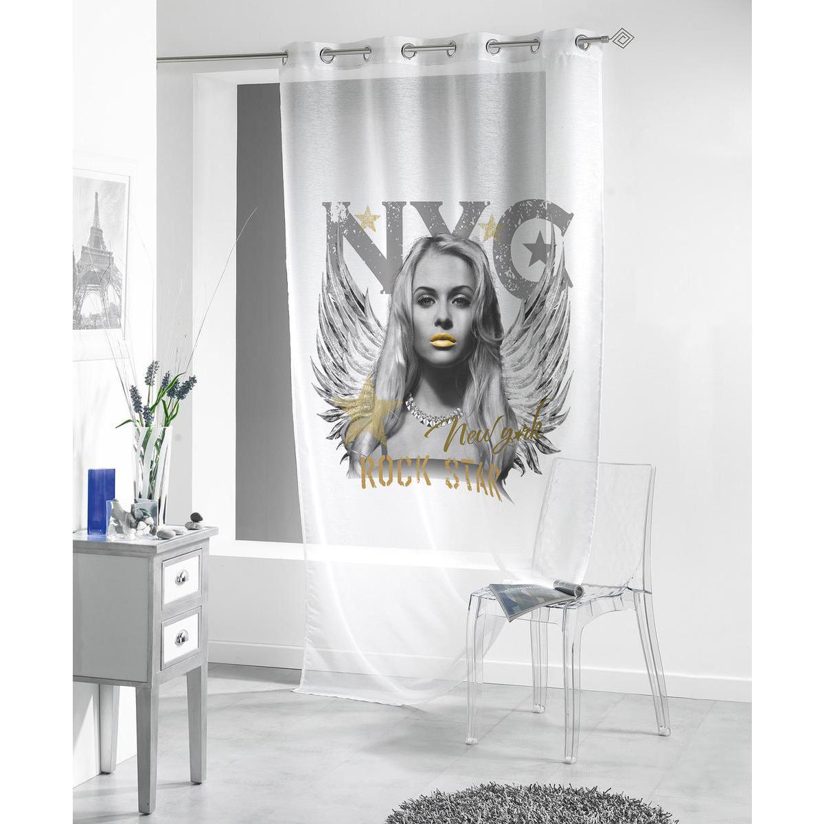 Panneau décoratif 8 œillets - Polyester - 140 x 260 cm - Gris