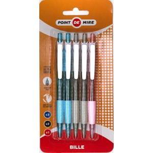 5 stylos billes rétractables