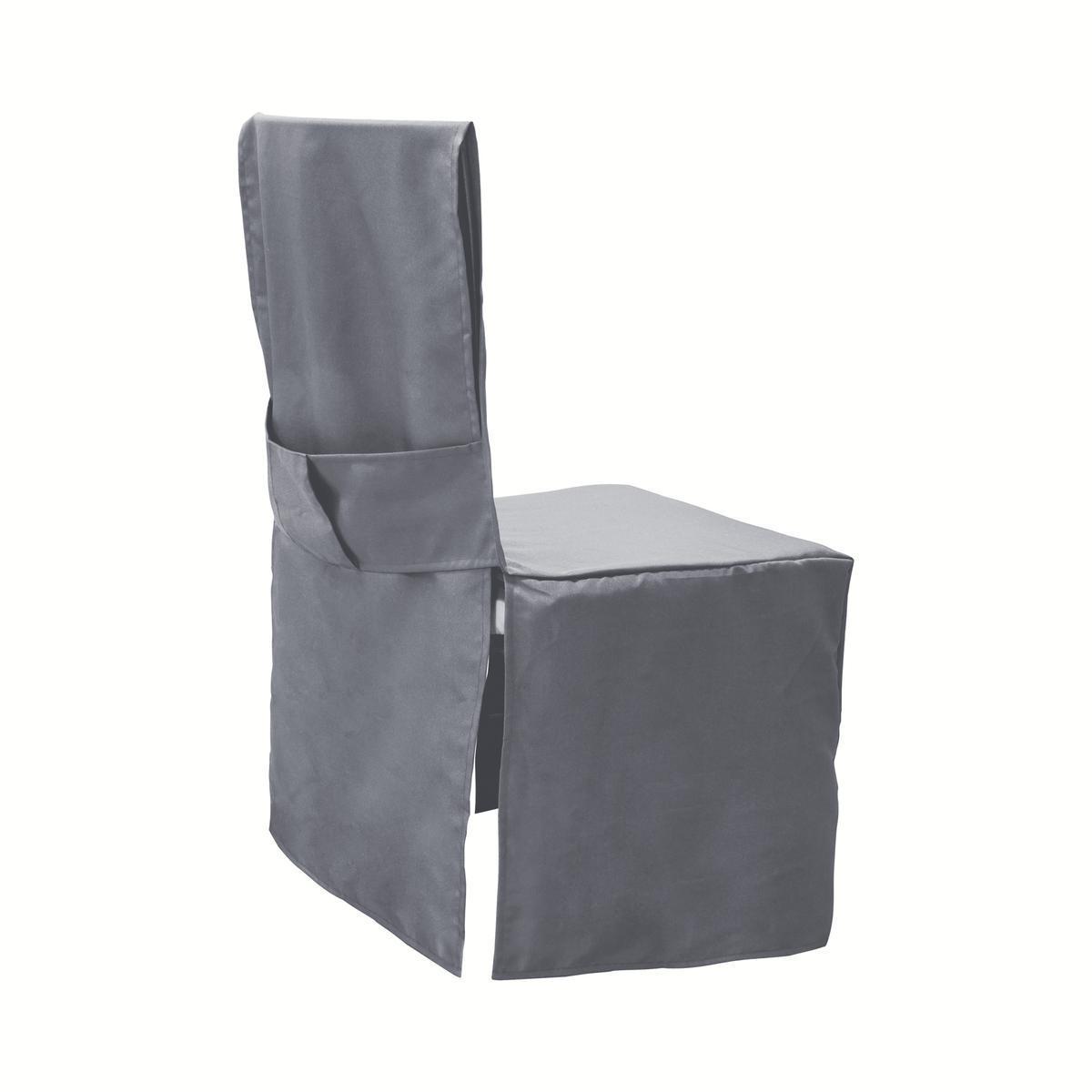 Housse de chaise dos droit - Polyester - 45 x 45 x H 100 cm - Gris, prune