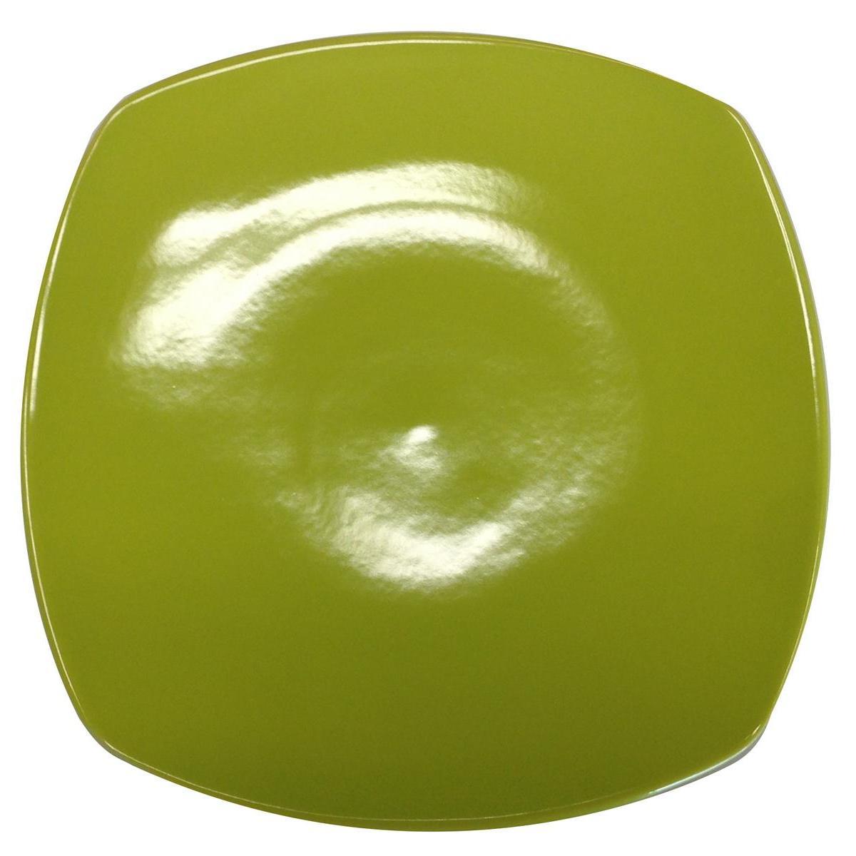 Assiette plate - Grès - 20 x 20 cm - Vert anis