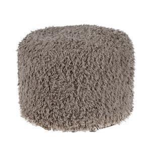 Pouf Shaggy - Polyester - Diamètre 50 x H38 cm - Gris