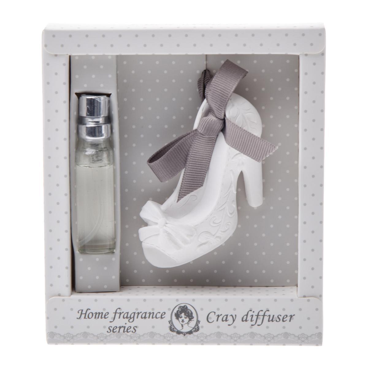 Plâtre parfumé forme soulier - Argile - 11,6 x 2,3 x H 16,6 cm - Blanc et gris