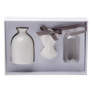 Plâtre parfumé forme buste avec diffuseur - Céramique et argile - 13,8 x 7,3 x H 23,3 cm - Gris et blanc