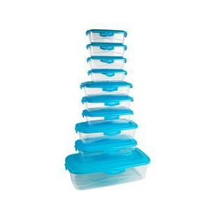 10 boîtes hermétiques à clip - Plastique - Bleu, rose ou vert