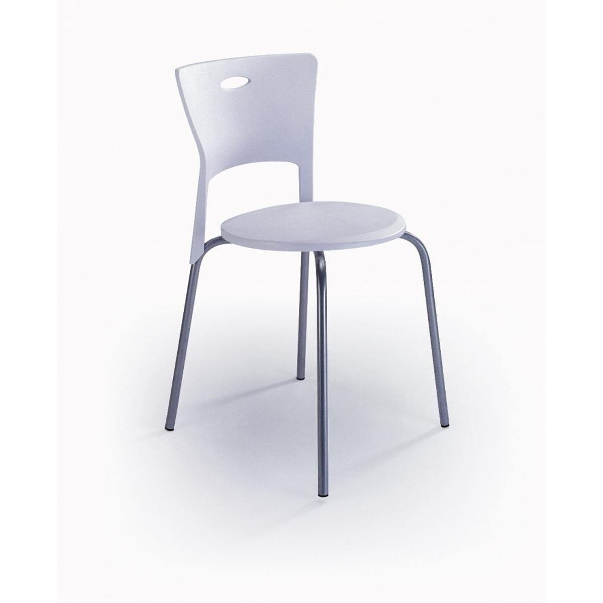 Chaise empilable - Polypropylène et tube métallique - 43,5 x 46 x H 77,5 cm - Blanc