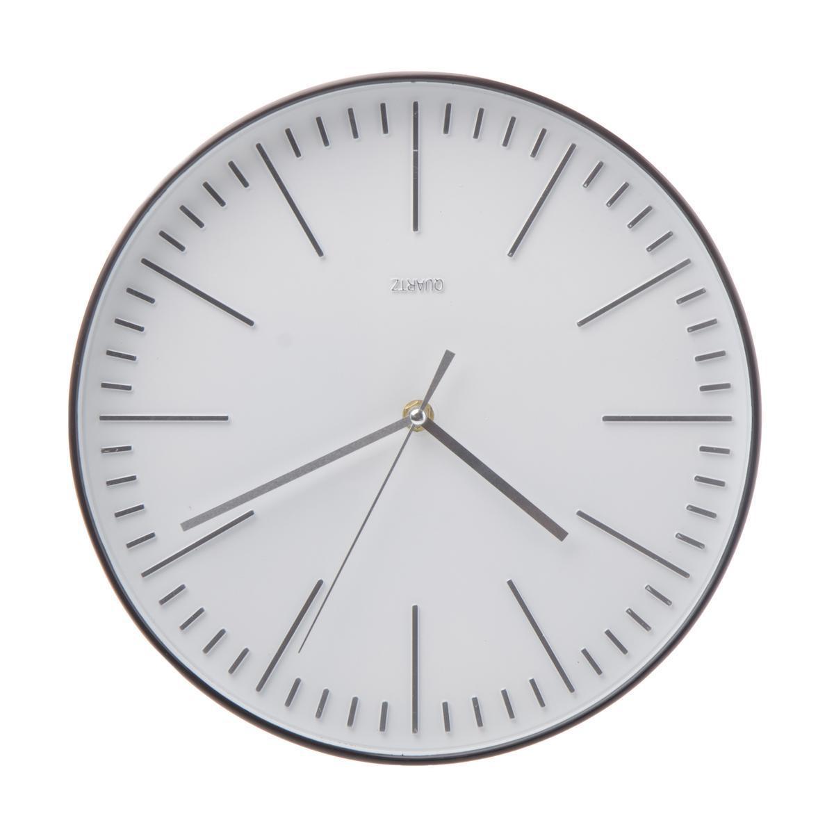 Horloge contemporaine - Plastique - D30 cm - Noir et blanc