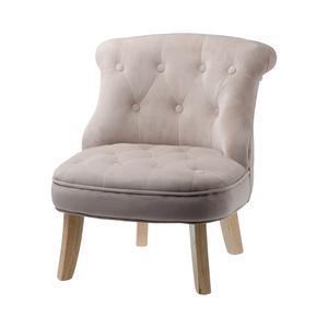 Fauteuil crapaud pour enfants - Bois et velours - 45 x 46 x H 51 cm - Taupe