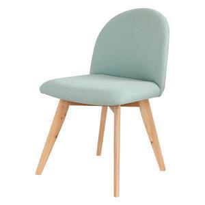 Chaise design avec pieds en bois - Bouleau et tissu - 49 x 53 x H76 cm - Bleu
