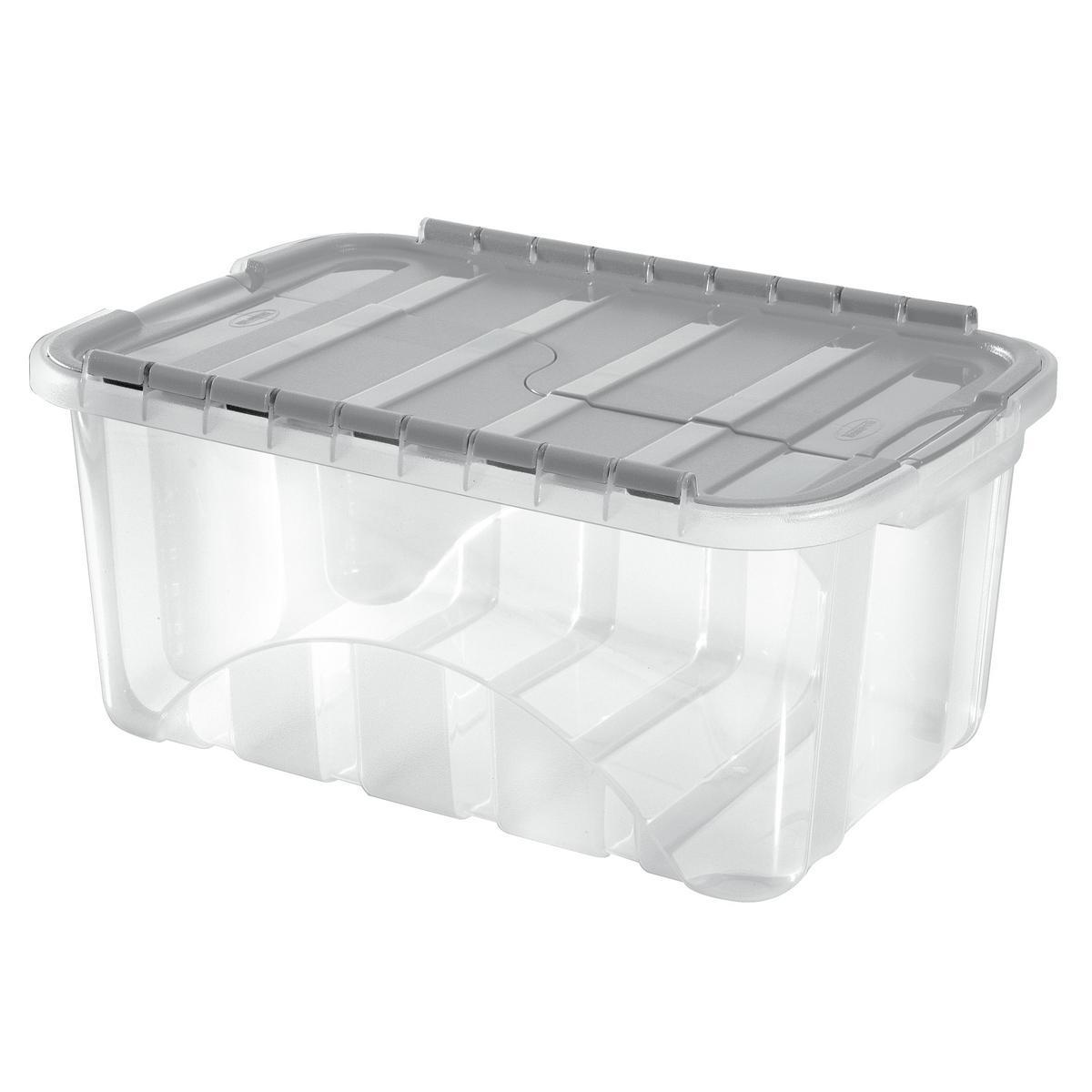 Box de rangement - Plastique - 43 x 28 x 20 cm - Argent