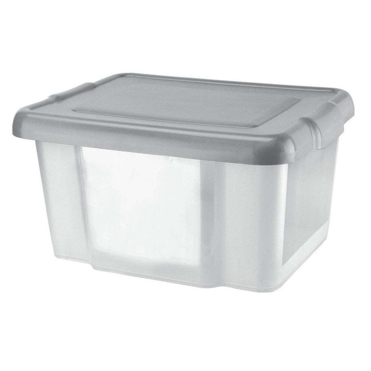 Box de rangement - Plastique - 43,5 x 34,5 x 23,5 cm - Argent