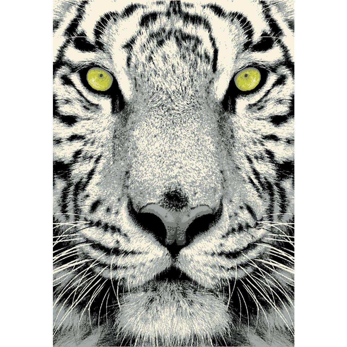 Tapis tigre en polypropylène - 120 x 170 cm - Noir et blanc