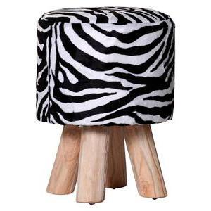 Tabouret zèbre en polyester - 30 x 38 cm - Noir et blanc