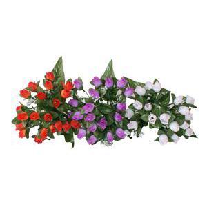 Piquet de mini roses - Polyester - H 25 cm - Blanc, rouge ou violet