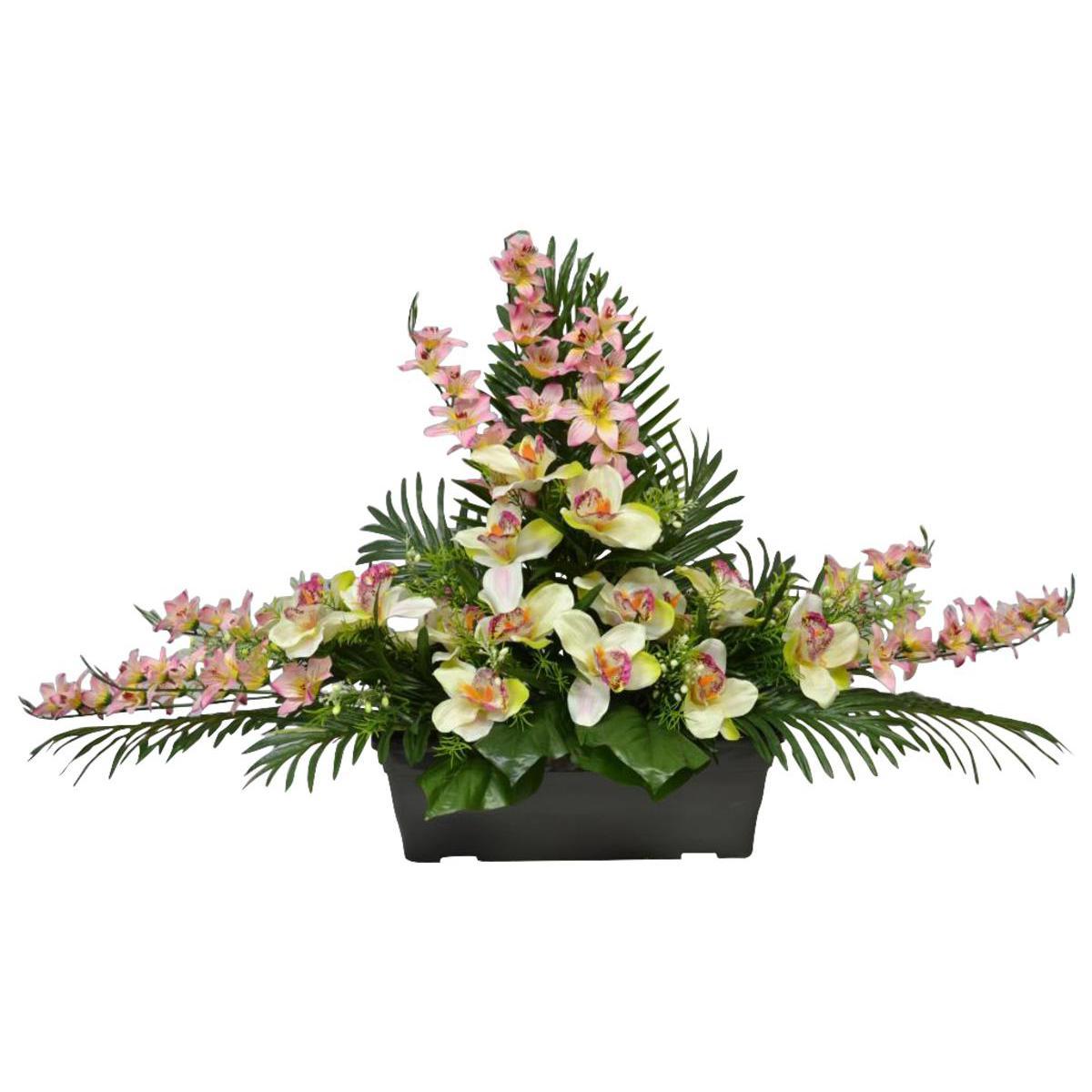Jardinière grise d'orchidées - Polyester - H 58 x 40 cm - Plusieurs coloris