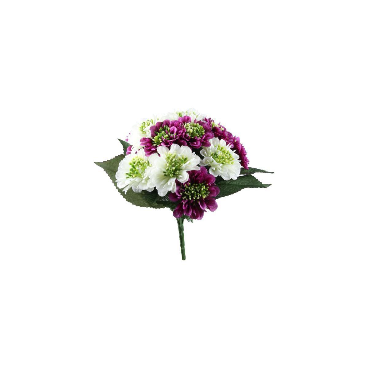 Bouquet rond de zinnias - Polyester - H 30 cm - Différents coloris