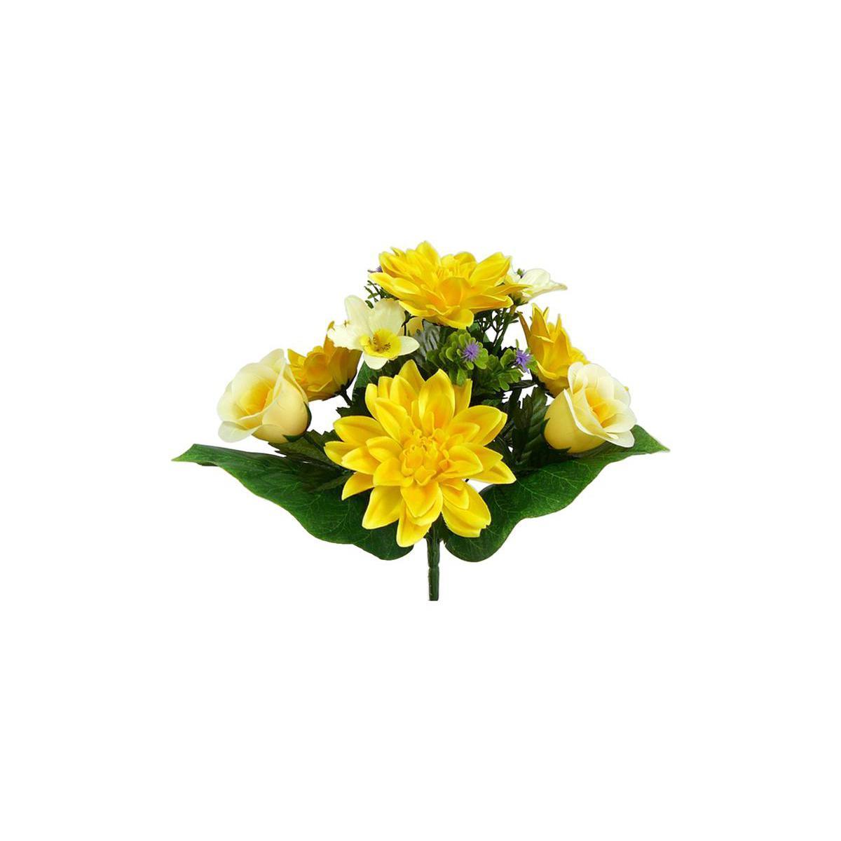 Piquet de dahlias, roses, orchidées - Polyester - H 35 cm - Différents coloris