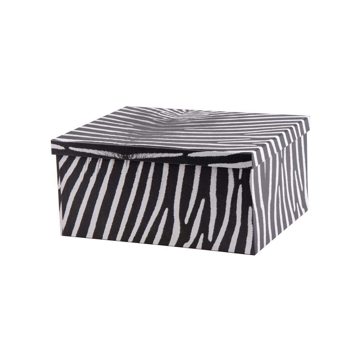 Boite zébré en carton - 30,5 x 23,5 x 13,5 cm - Noir et blanc