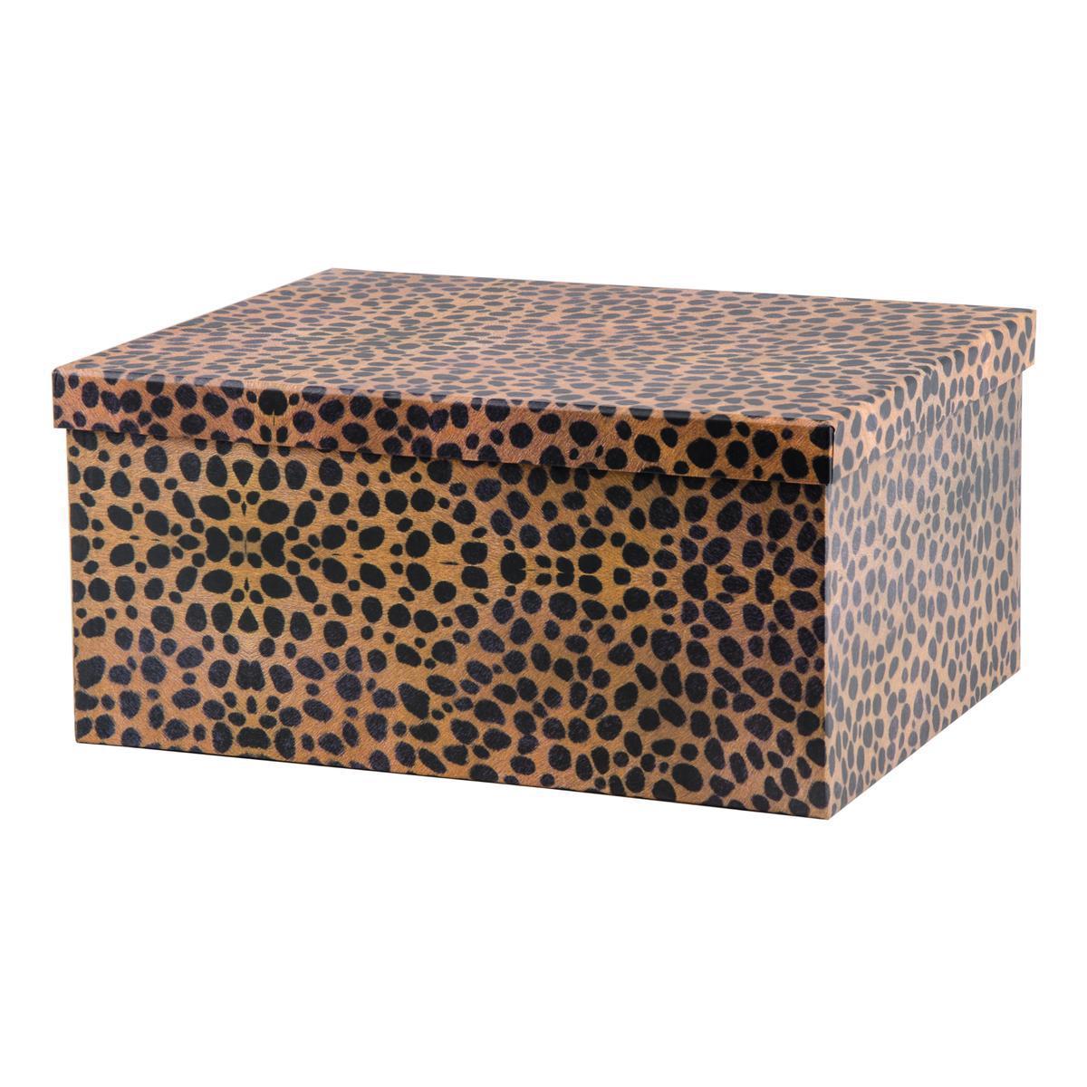 Boite tigré en carton - 36 x 28 x 17 cm - Noir et marron