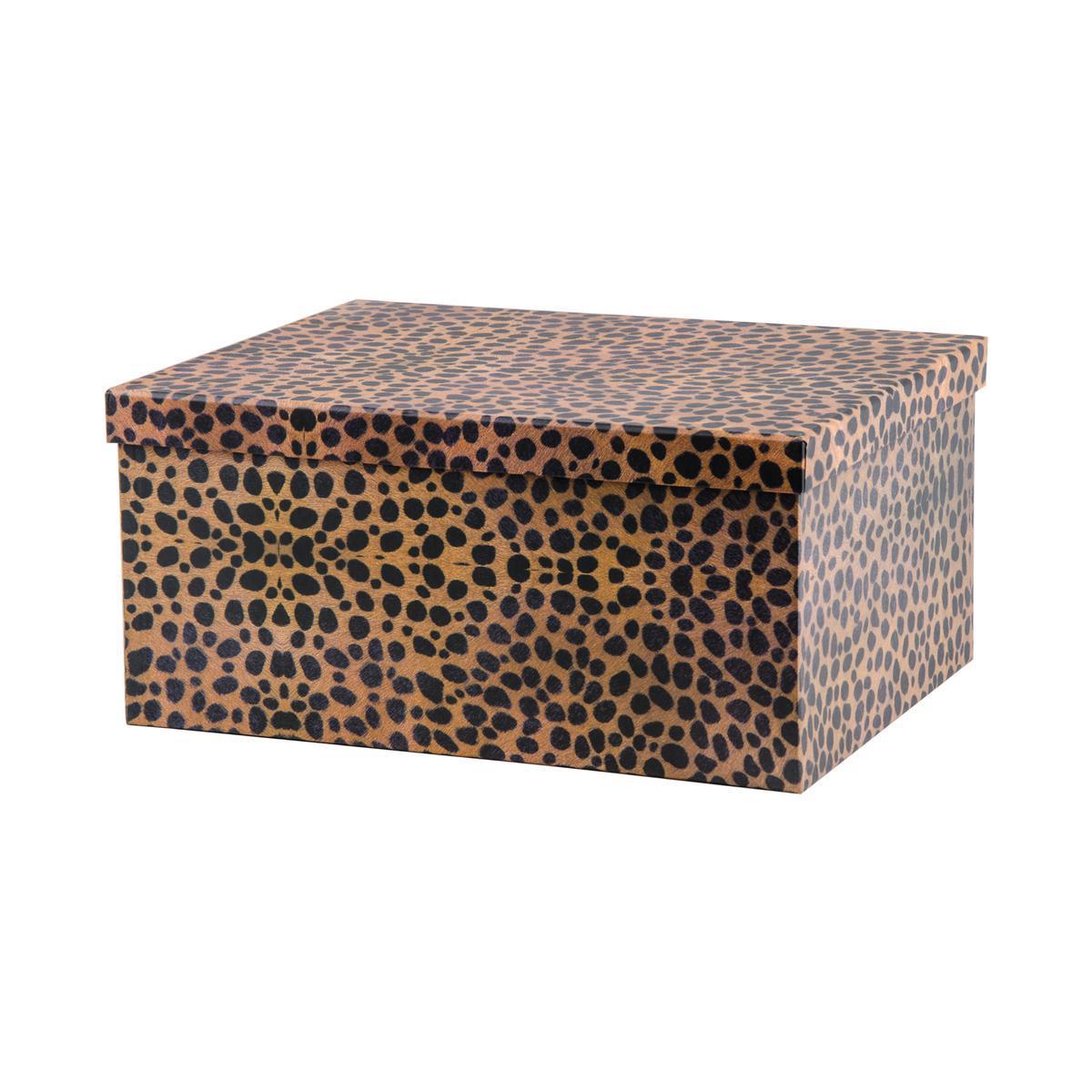 Boite tigré en carton - 33 x 25,5 x 15,5 cm - Noir et marron