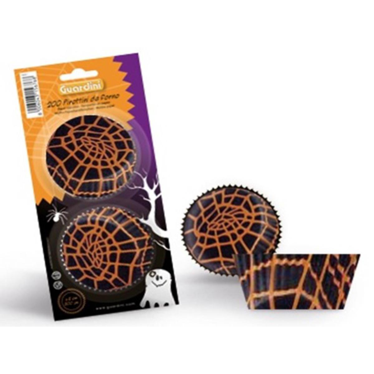 200 caissettes de cuisson Halloween - Papier - D 5 cm - Noir et orange
