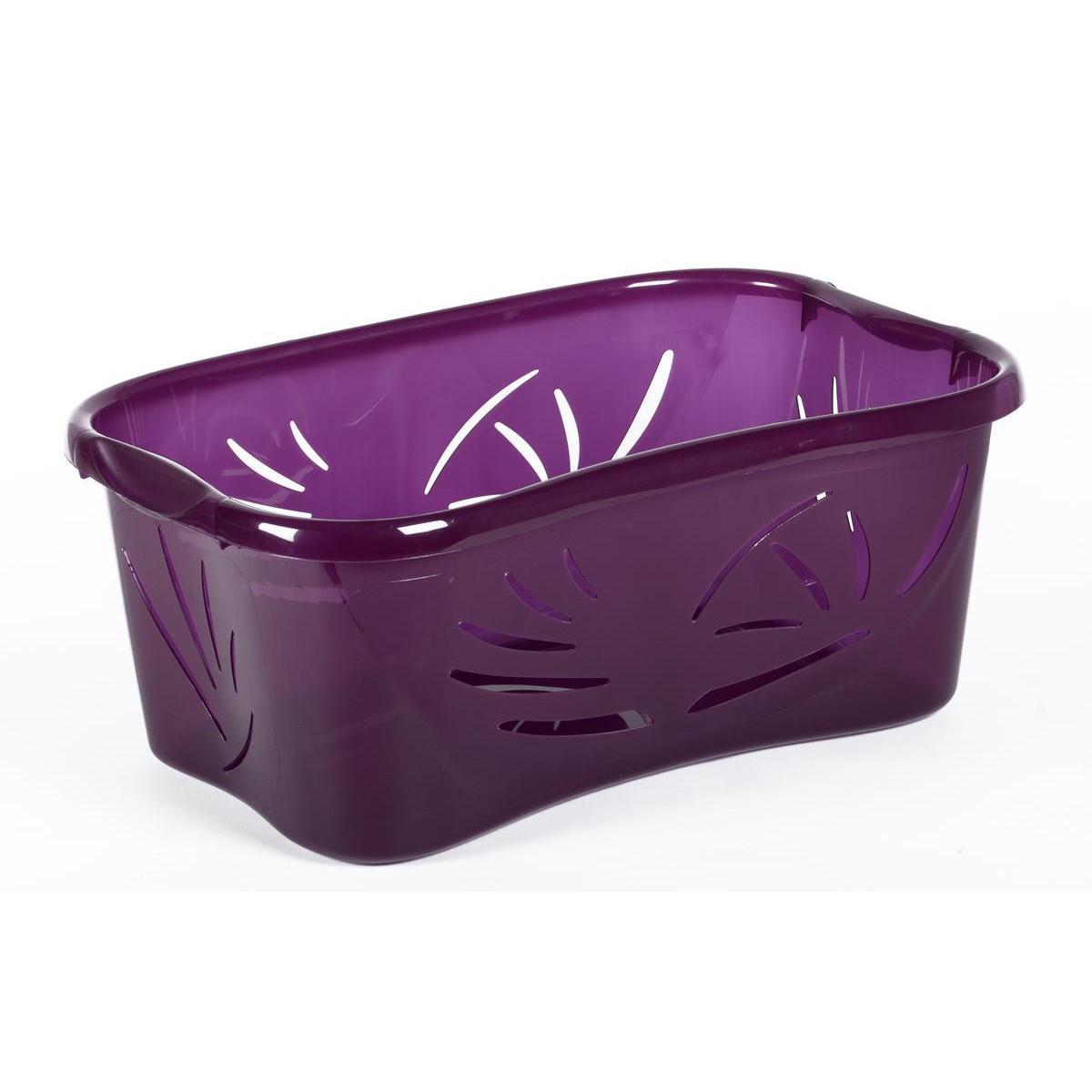 Panier à linge - Plastique - 59 x 39 x H 24 cm - Violet prune