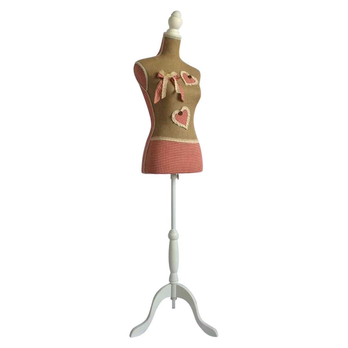 Buste déco - MDF - 45 x H 170 cm - Beige et rouge