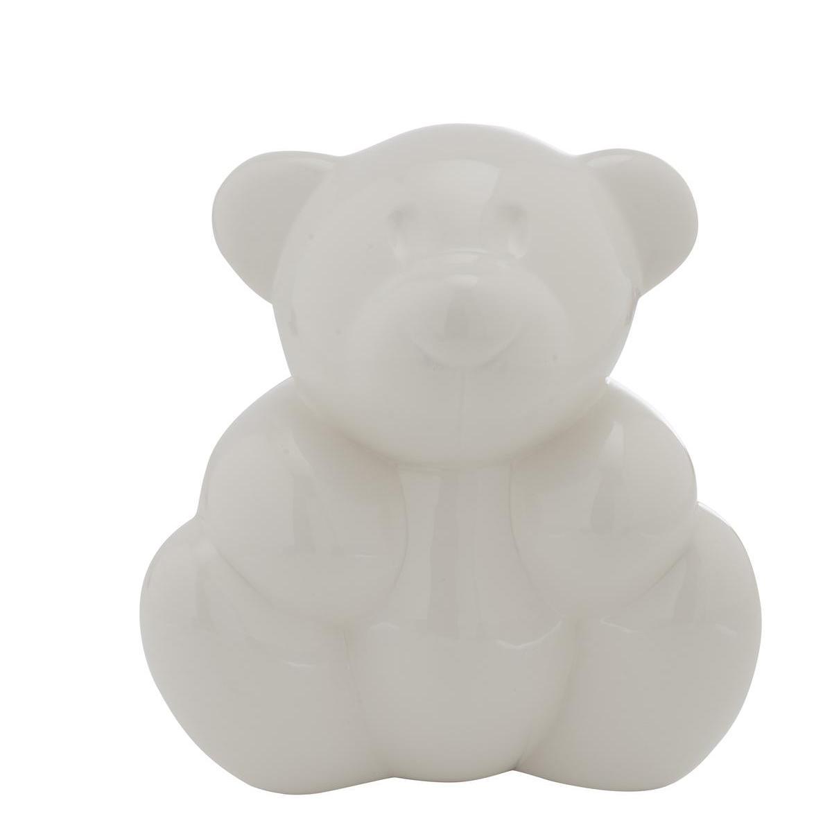 Ourson en porcelaine - 24 x 19 x 30 cm - Blanc