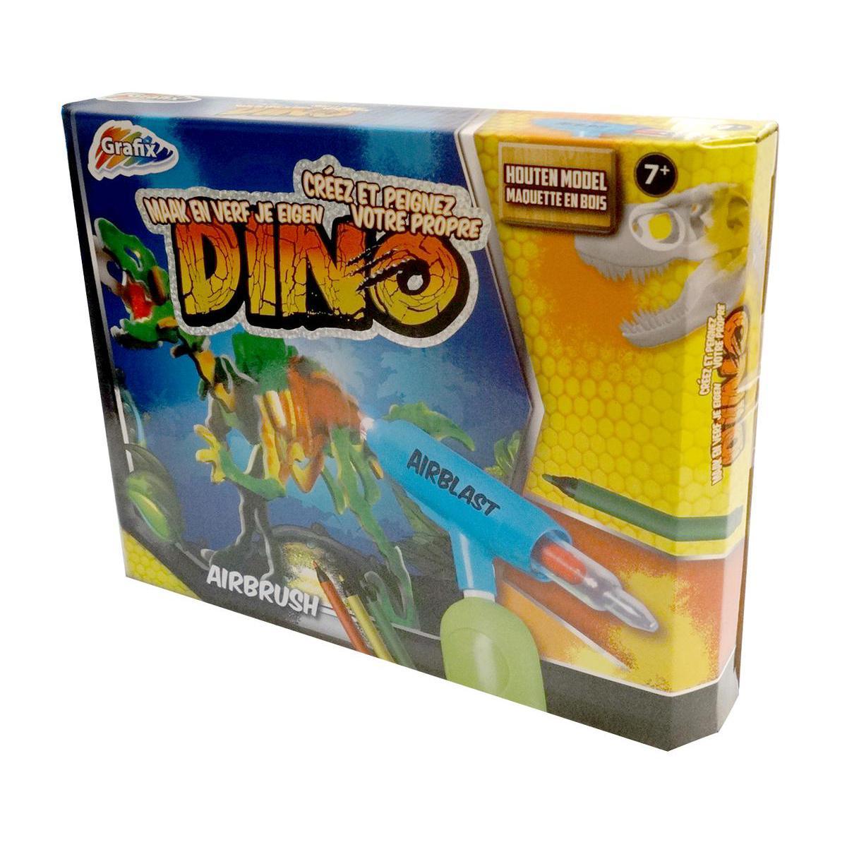 Maquette dinosaure à peindre - Bois et plastique - 22,5 x 19 x 3,9 cm - Multicolore