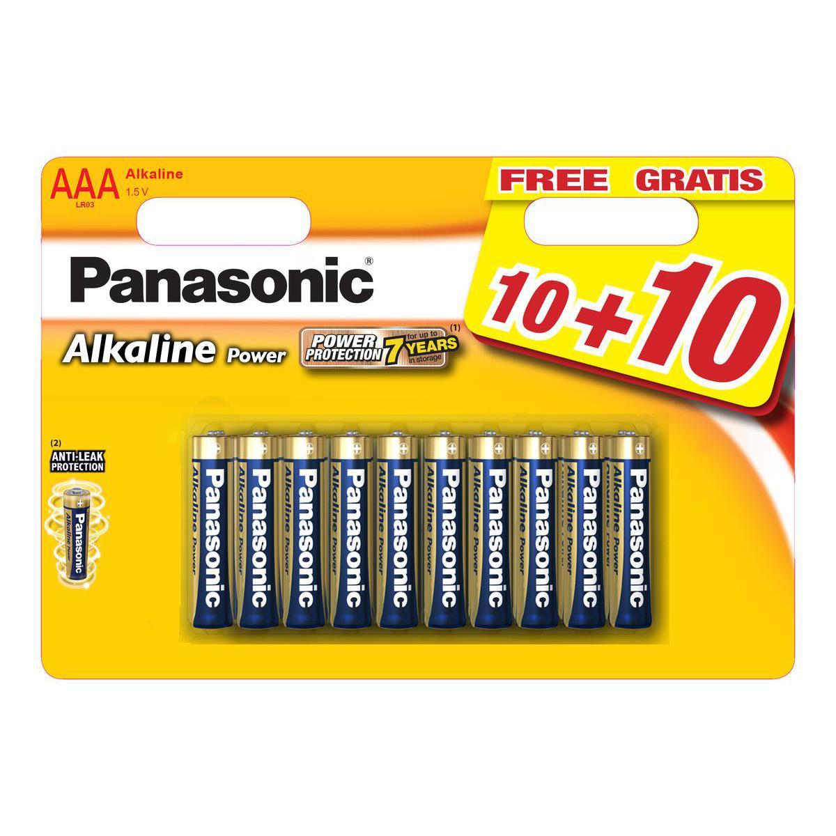 Lot de 20 piles Panasonic - LR 3 - Multicolore
