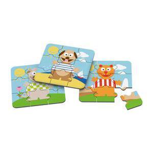 Set de 3 puzzles - Bois - 20 x 20 cm - Multicolore