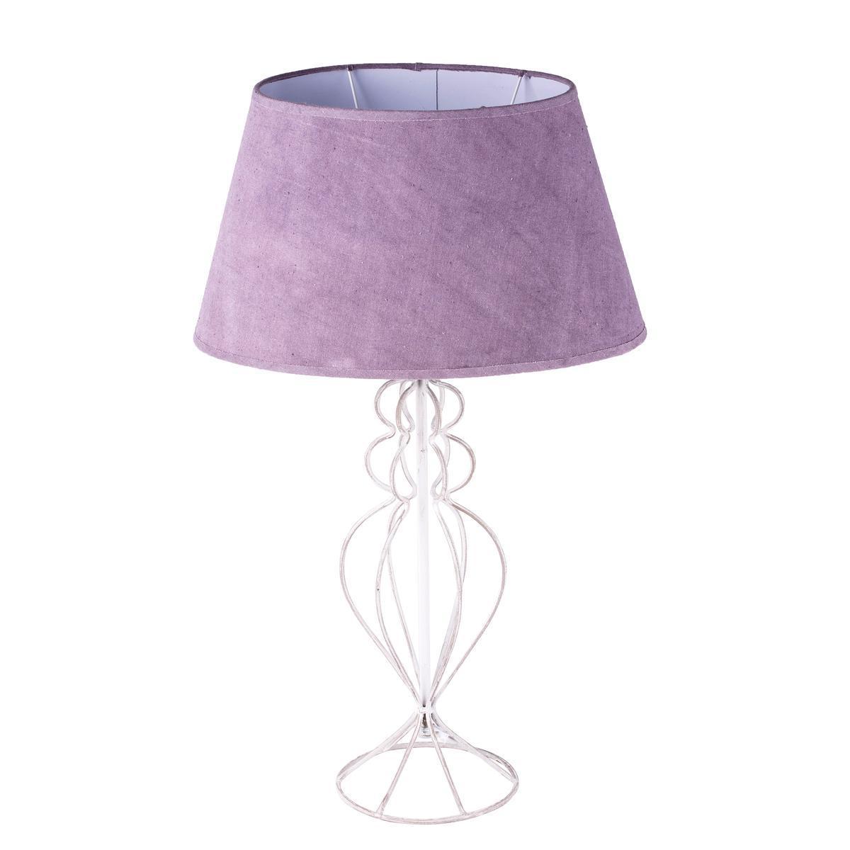 Lampe charme - Acier - 38 x 26 x H 62 cm - Gris et violet