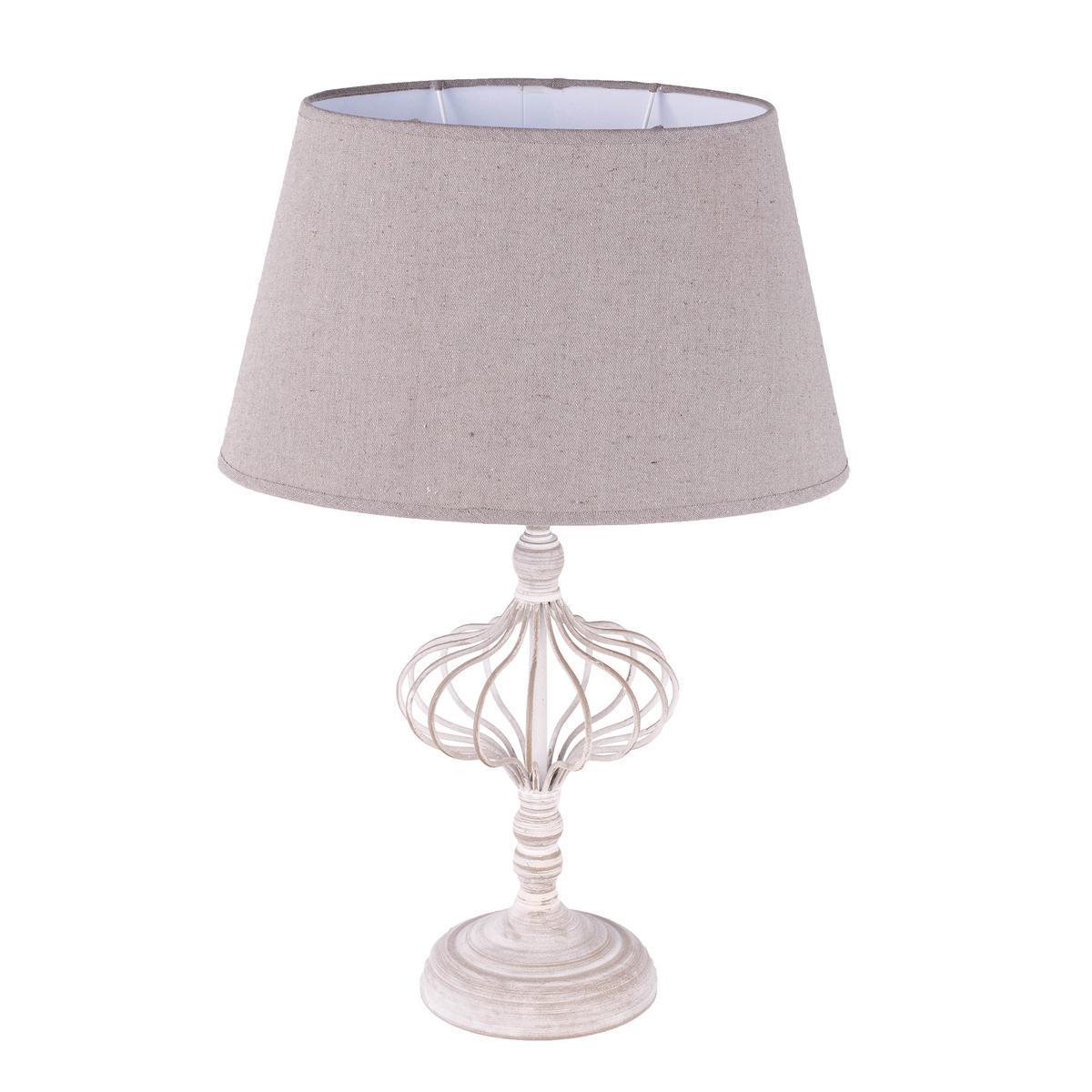 Lampe charme - Acier - 33 x 24 x H 51 cm - Gris et blanc