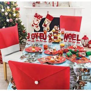 Housse de chaise de Noël - 100 % Polyester - 60 x 50 cm - Rouge et blanc