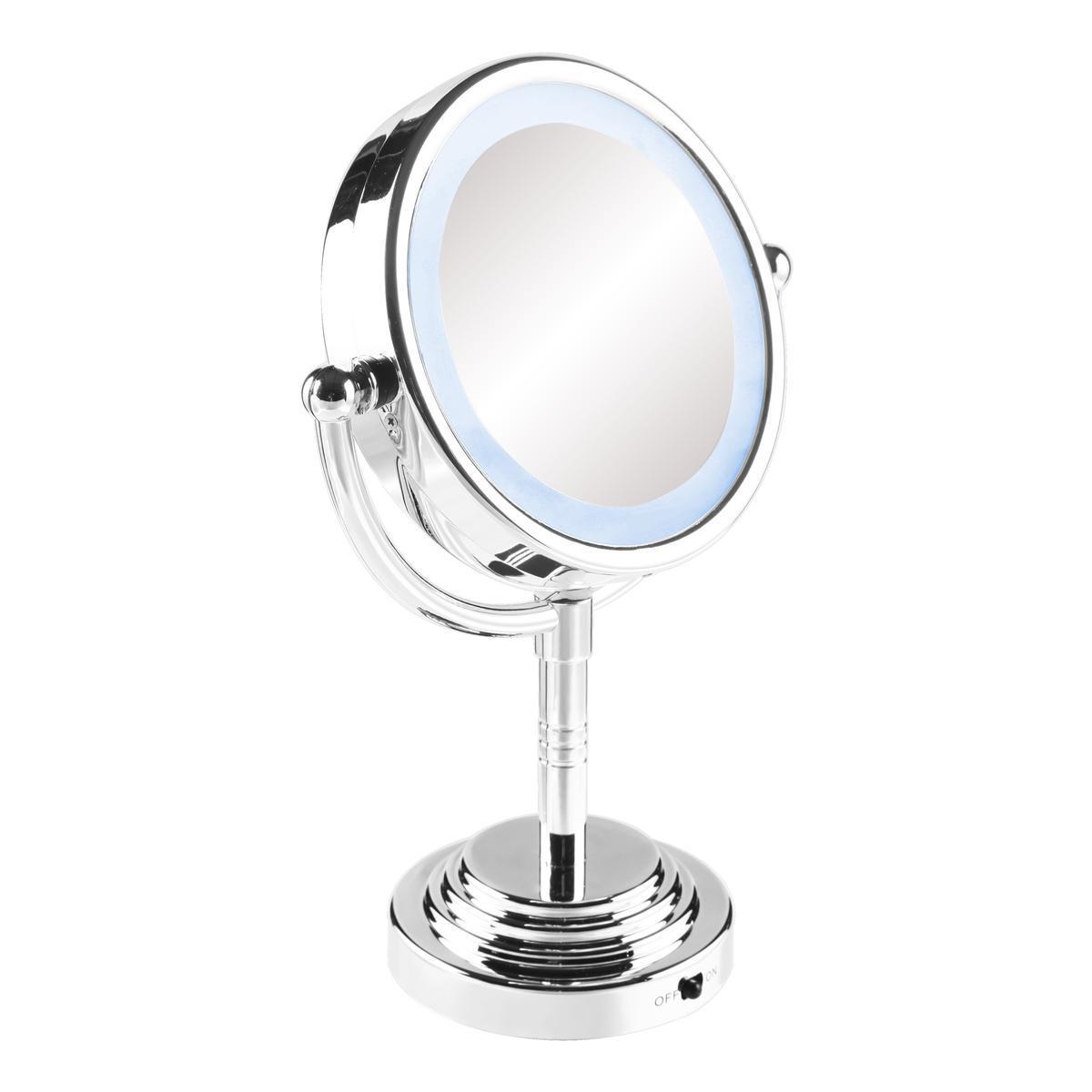 Miroir lumineux - ABS finition chromée - 29 x 10 x H 21 cm - Gris et transparent